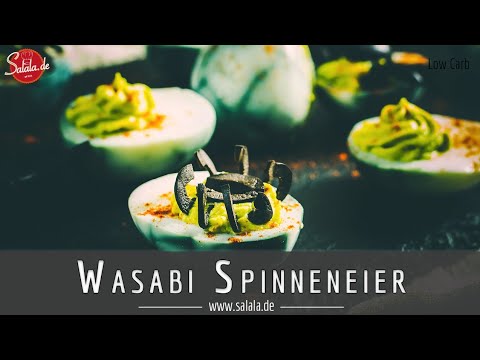 Wasabi Spinneneier gefüllte Eier für deine Halloween Pary Low Carb Rezept