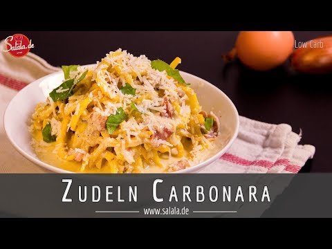 Spaghetti Carbonara Low Carb mit Zudeln