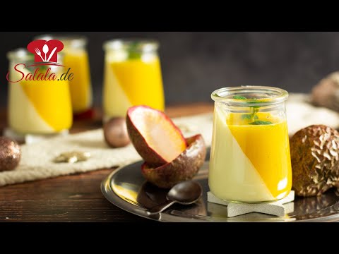 Fruchtiges PANNA COTTA mit MANGO und MARACUJA 🎄 Weihnachtsdessert ohne Zucker I Lower Carb Rezept