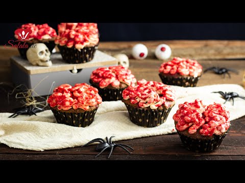 Halloween Gehirn Cupcakes 🎃 // KETO Rezept // Braincakes Low Carb ohne Zucker