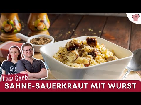 Schnell und günstig! Low Carb kochen - Rahmsauerkraut mit Bratwurst