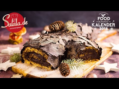 Bûche de Noël Rezept ohne Mehl und Zucker I Low Carb Weihnachtskuchen als Dessert