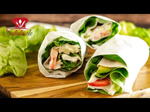 Keto WRAPS zum Mitnehmen mit Salat, Pute und Schinken I Low Carb und Keto Rezept