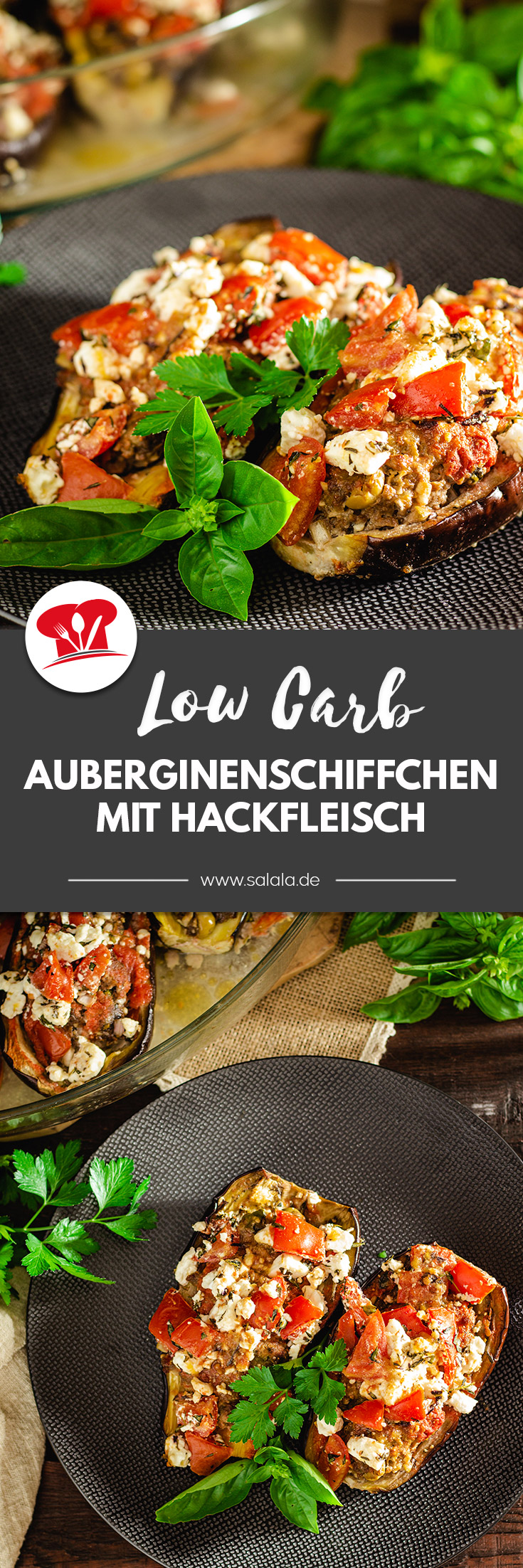 Auberginenschiffchen mit Hackfleisch und Feta • salala.de