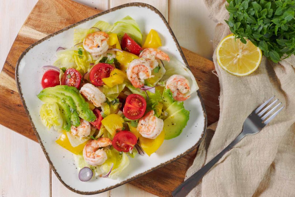 Salat mit Garnelen Keto und Low Carb Rezept