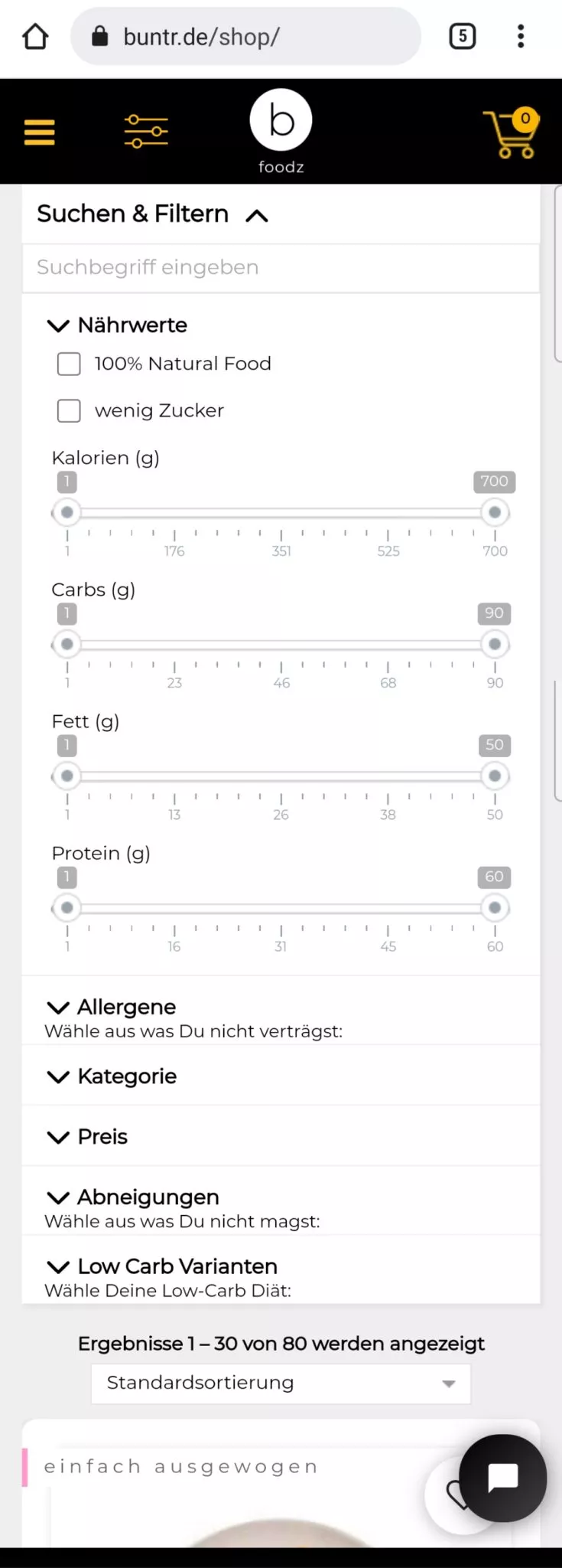 Screenshot Filter buntr.de