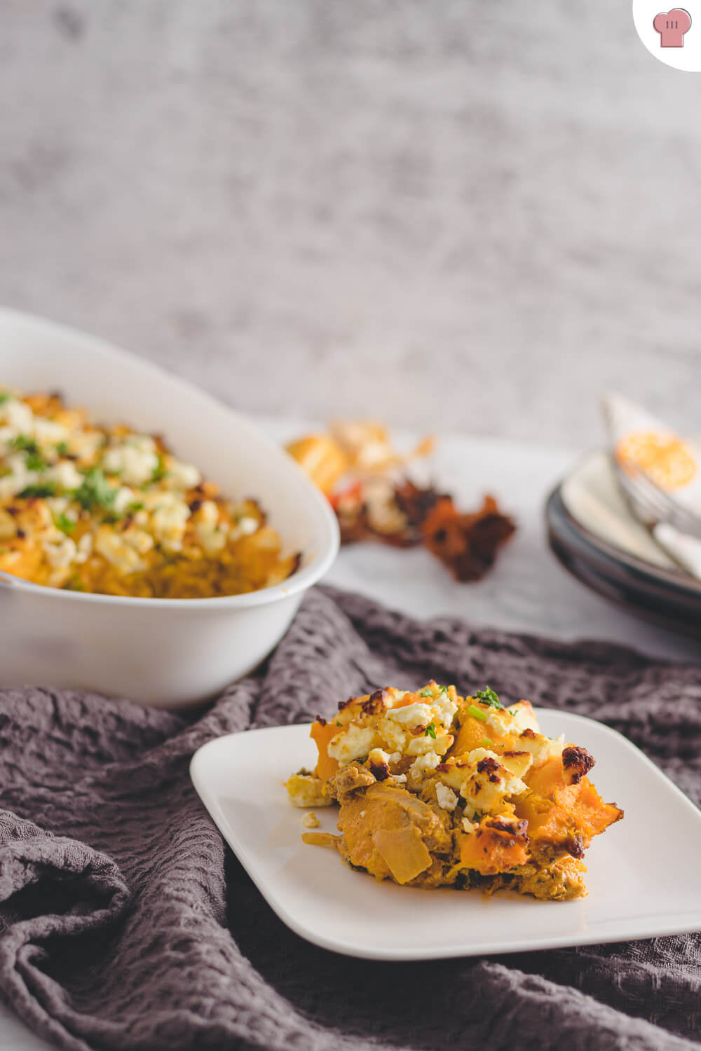 Kürbisgratin mit Feta und Hackfleisch • salala.de