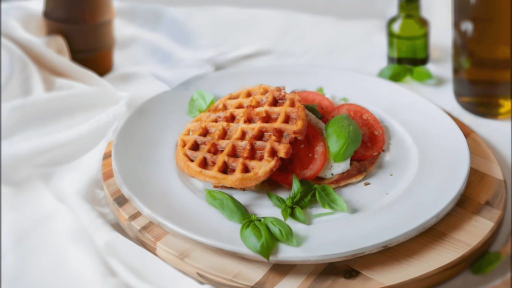 Keto Chaffle auf einem weißen Teller